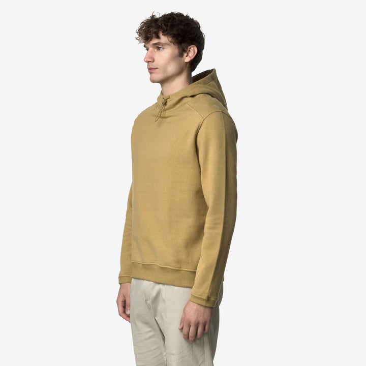 Felpa con cappuccio regolabile in cotone e cashmere beige da uomo 4