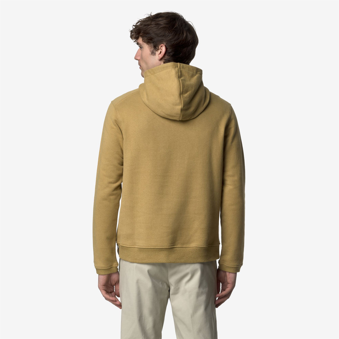 Felpa con cappuccio regolabile in cotone e cashmere beige da uomo main