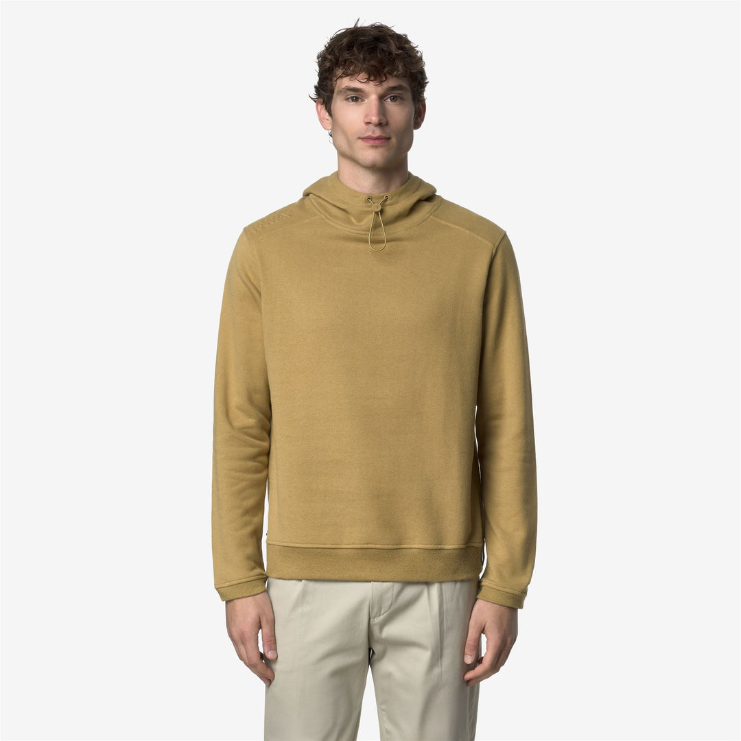 Felpa con cappuccio regolabile in cotone e cashmere beige da uomo main