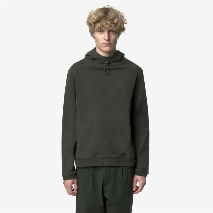 Felpa con cappuccio in pile verde scuro da uomo con cappuccio regolabile 3