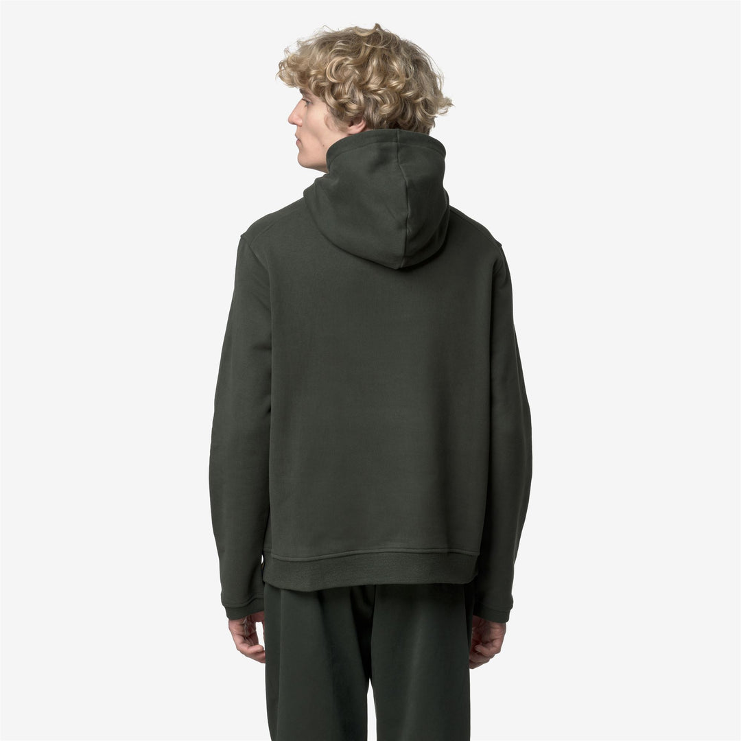 Felpa con cappuccio in pile verde scuro da uomo con cappuccio regolabile main