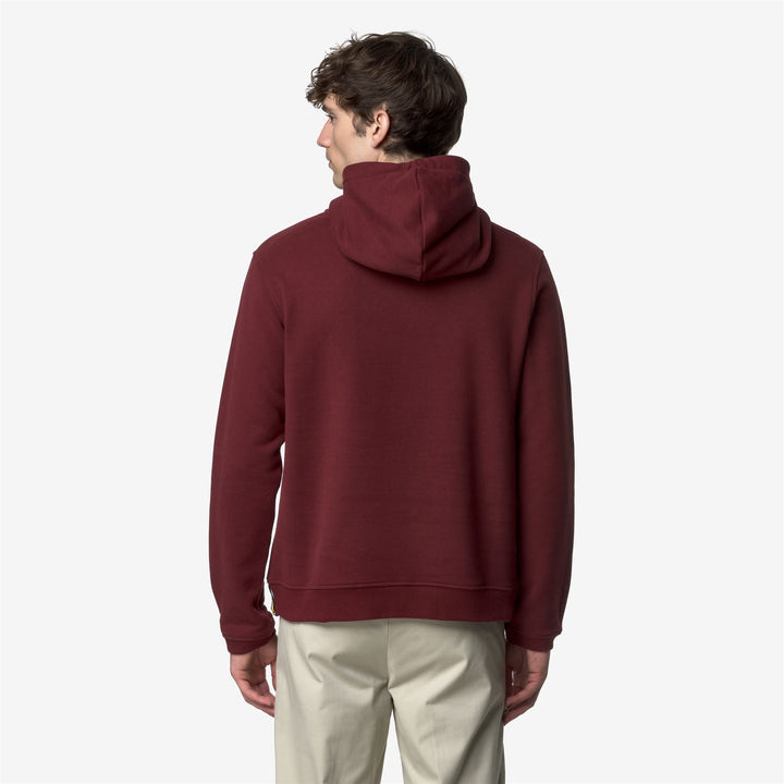 Felpa con cappuccio regolabile in cotone e cashmere da uomo rossa 5