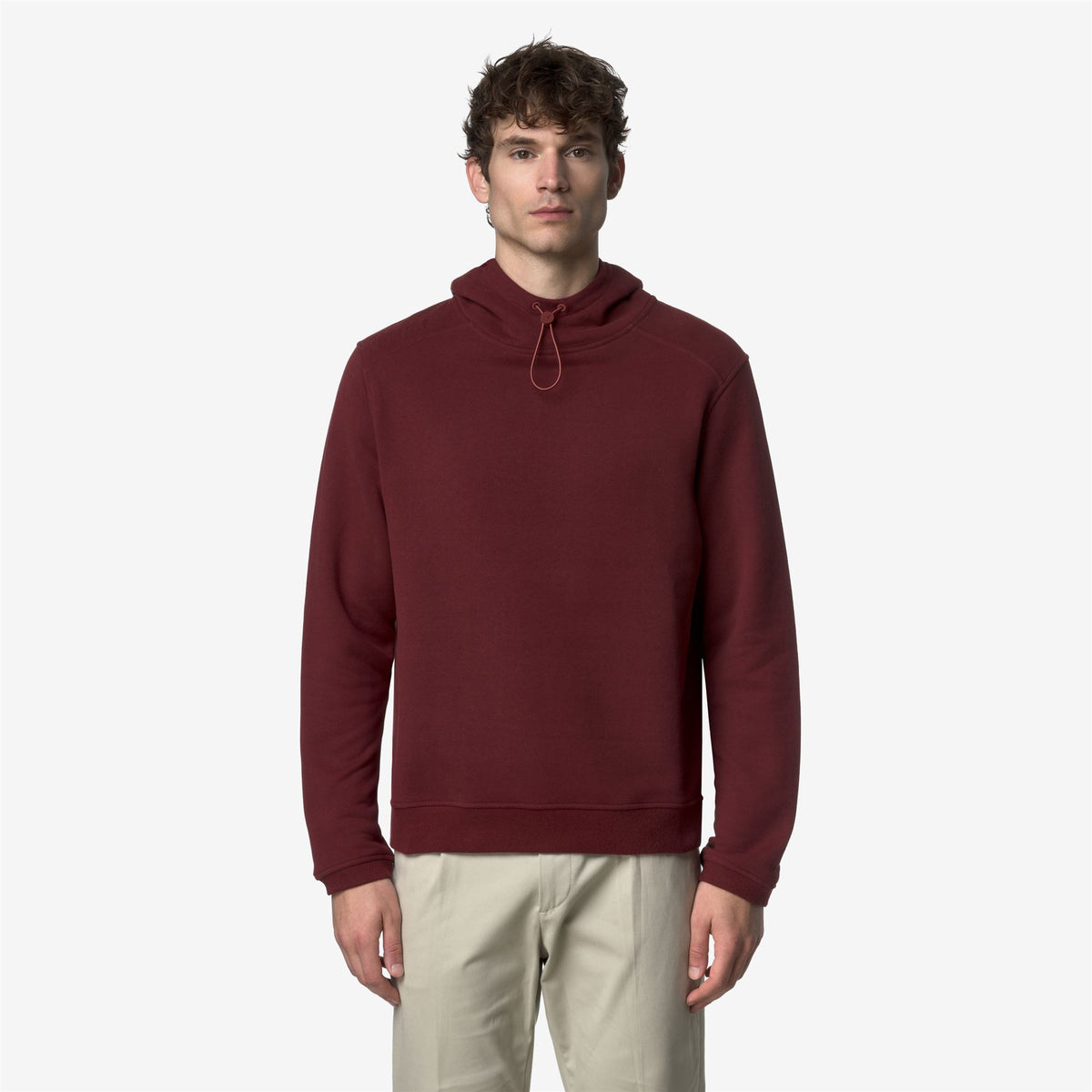 Fleece_MAN_LORLEAU COTTON CASHMERE_Hoodie_Red Syrah - Commercial 4