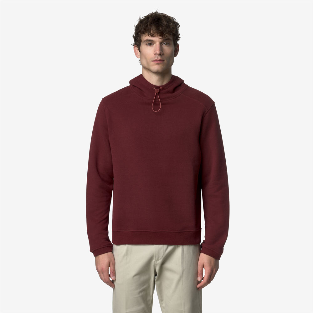 Red Men's Cotton Cashmere Hoodie with Adjustable Hood 02