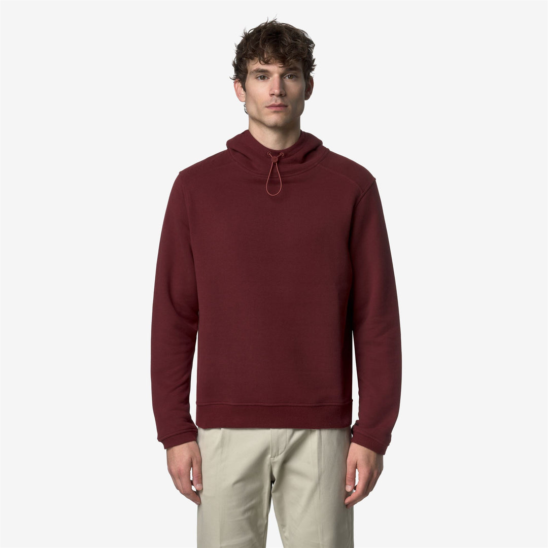 Felpa con cappuccio regolabile in cotone e cashmere da uomo rossa main