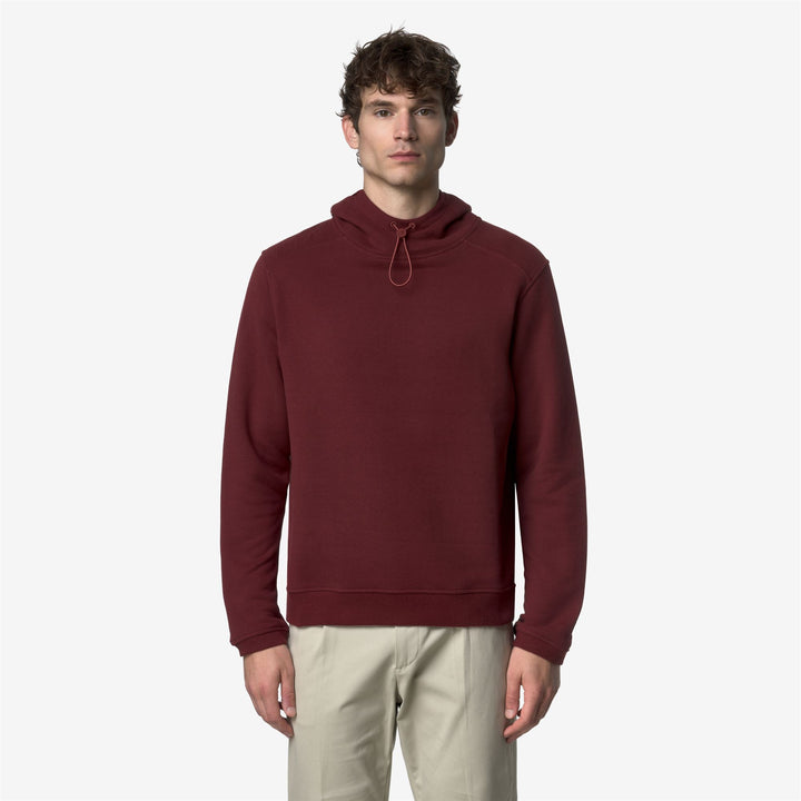 Felpa con cappuccio regolabile in cotone e cashmere da uomo rossa 3