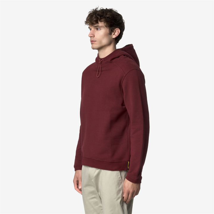 Felpa con cappuccio regolabile in cotone e cashmere da uomo rossa 4