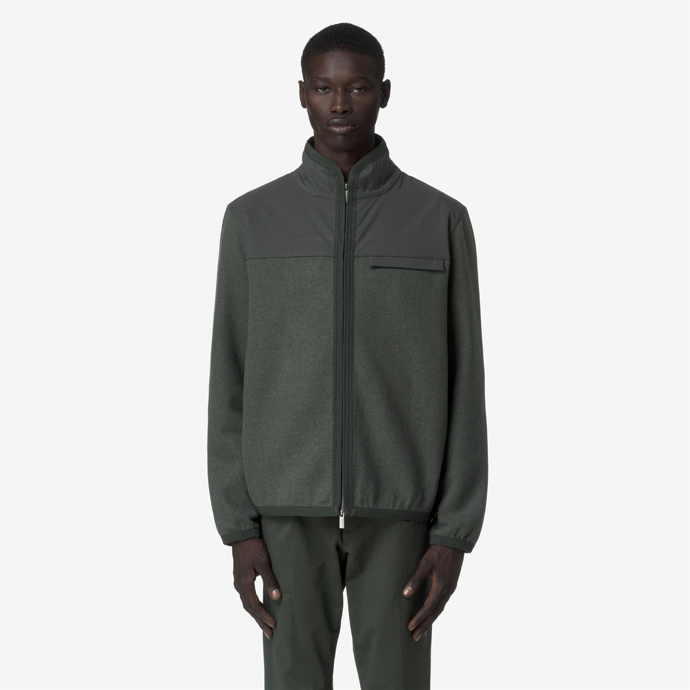 NOYERS WOOL NYLON MIX - Fleece - Pull  Over - Man - GREEN BLACKISH-BLUE AIRFORCE 02