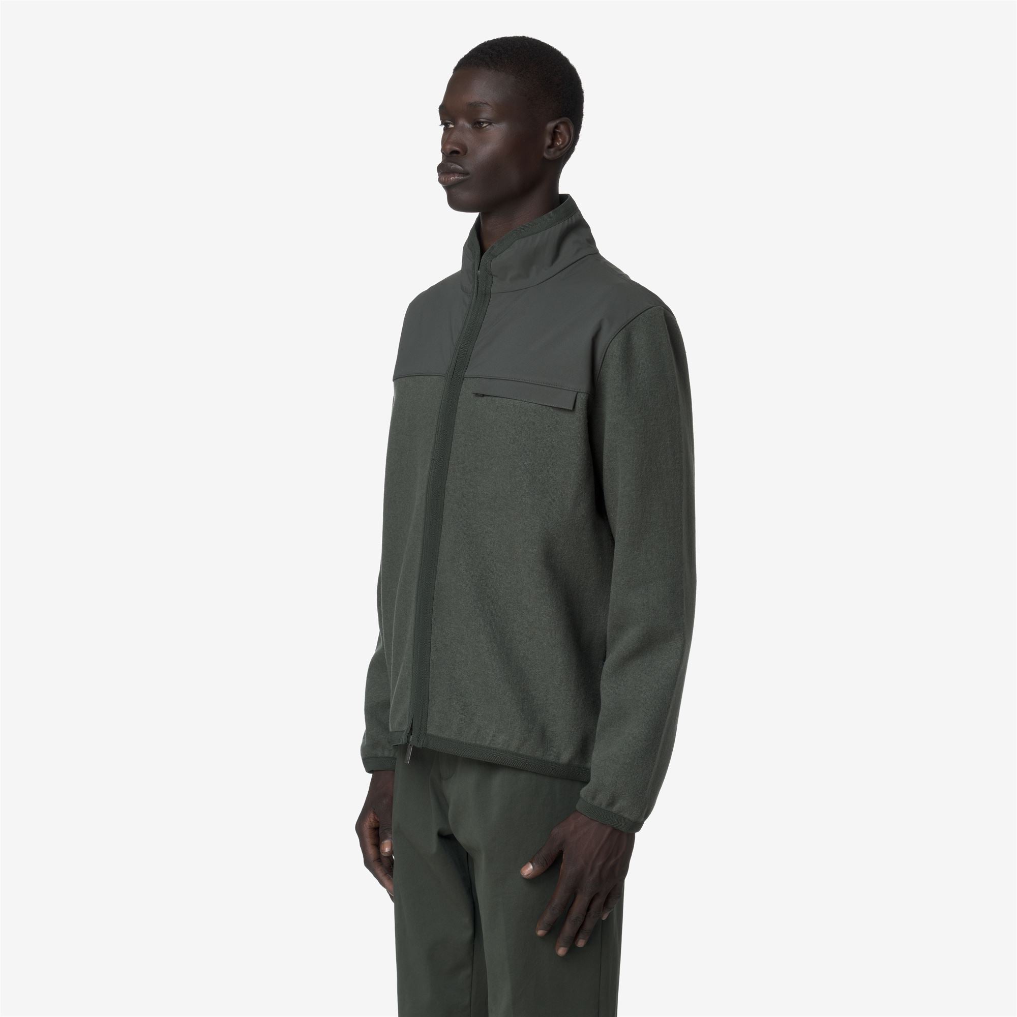 Fleece_MAN_NOYERS WOOL NYLON MIX_Pull Over_GREEN BLACKISH  - Blue Airforce - Commercial 5