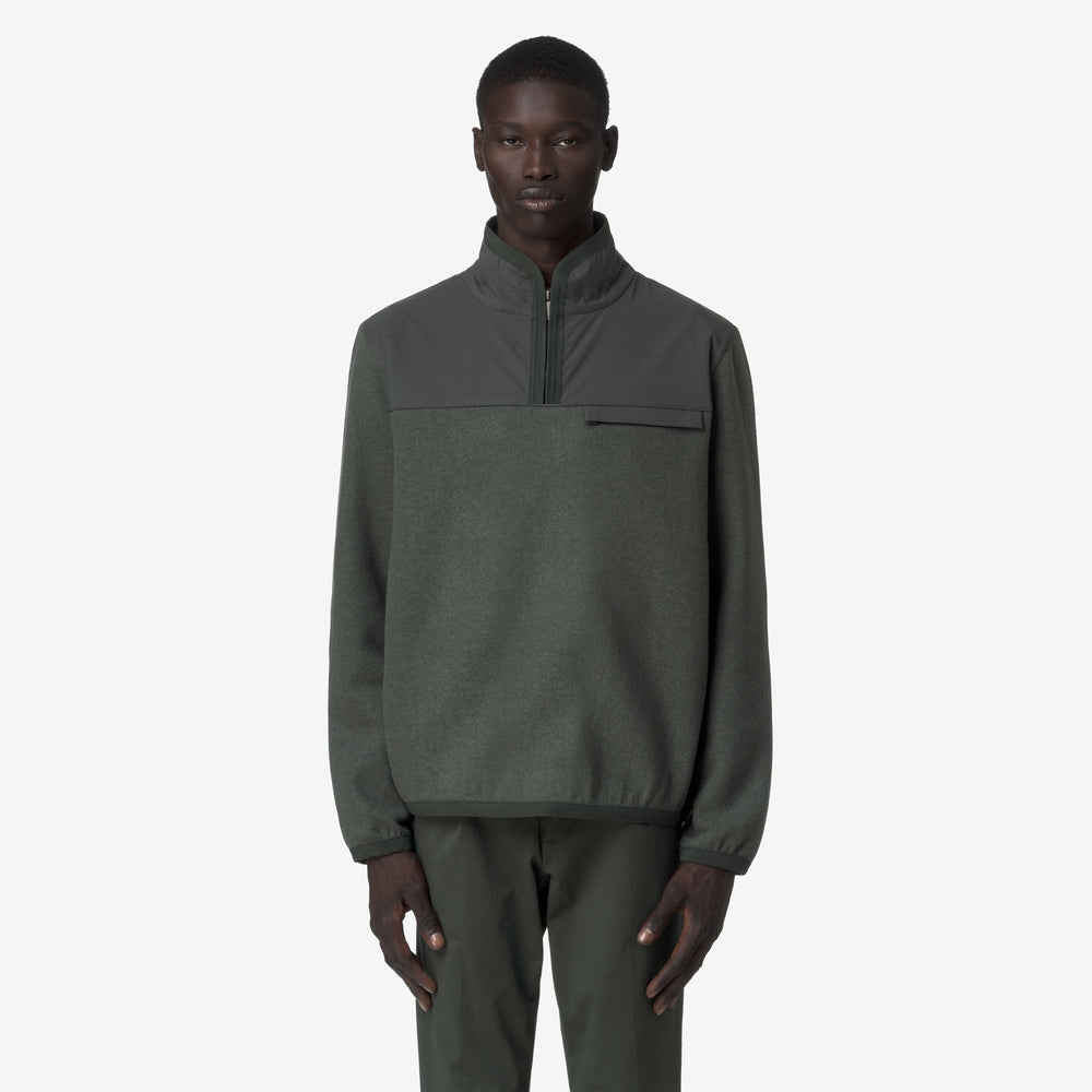 FLEURY WOOL NYLON MIX - Fleece - Pull  Over - Man - GREEN BLACKISH-BLUE AIRFORCE 02