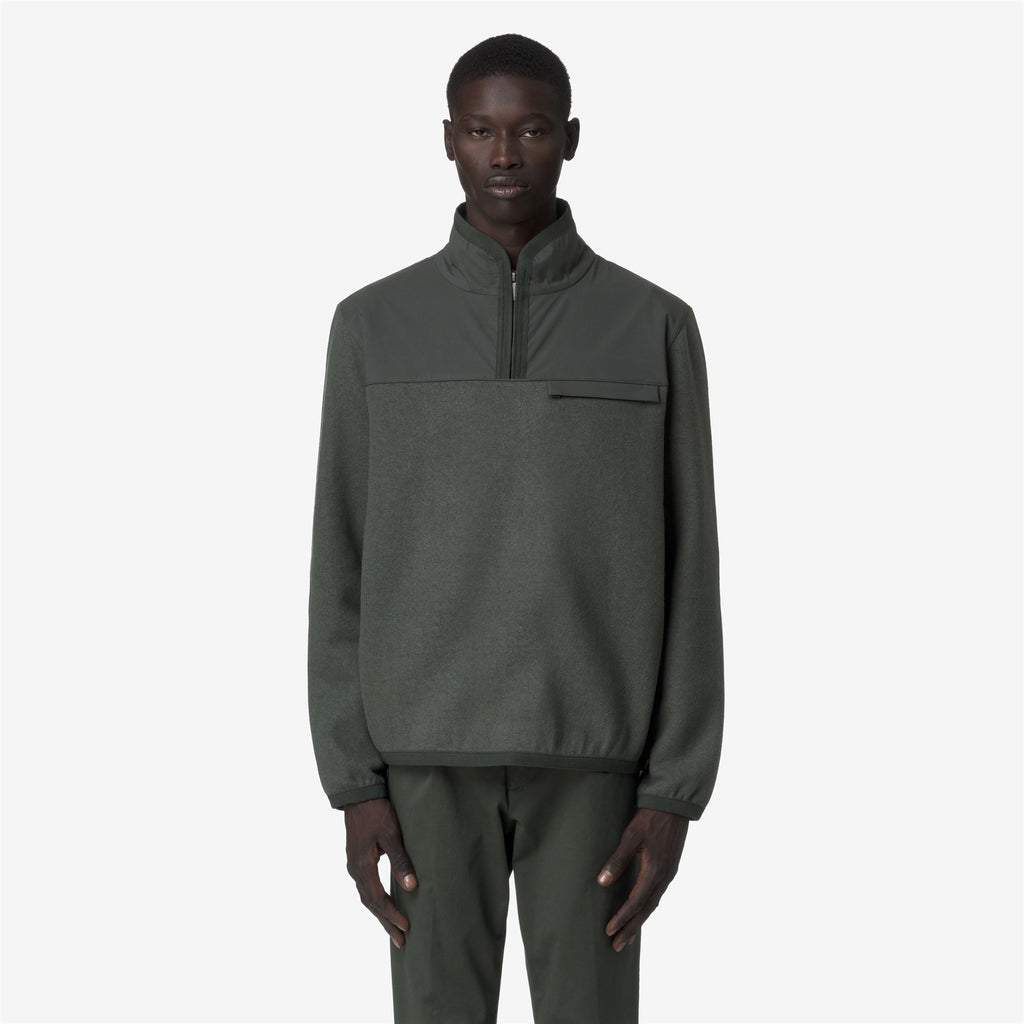 Fleece_MAN_FLEURY WOOL NYLON MIX_Pull Over_GREEN BLACKISH  - Blue Airforce - Commercial 4