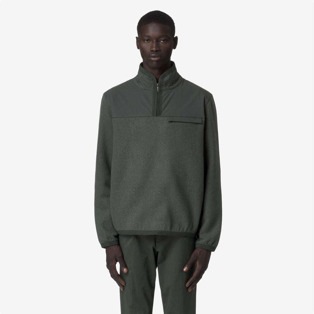 FLEURY WOOL NYLON MIX - Fleece - Pull  Over - Man - GREEN BLACKISH-BLUE AIRFORCE main