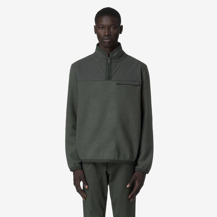 FLEURY WOOL NYLON MIX - Fleece - Pull  Over - Man - GREEN BLACKISH-BLUE AIRFORCE 3