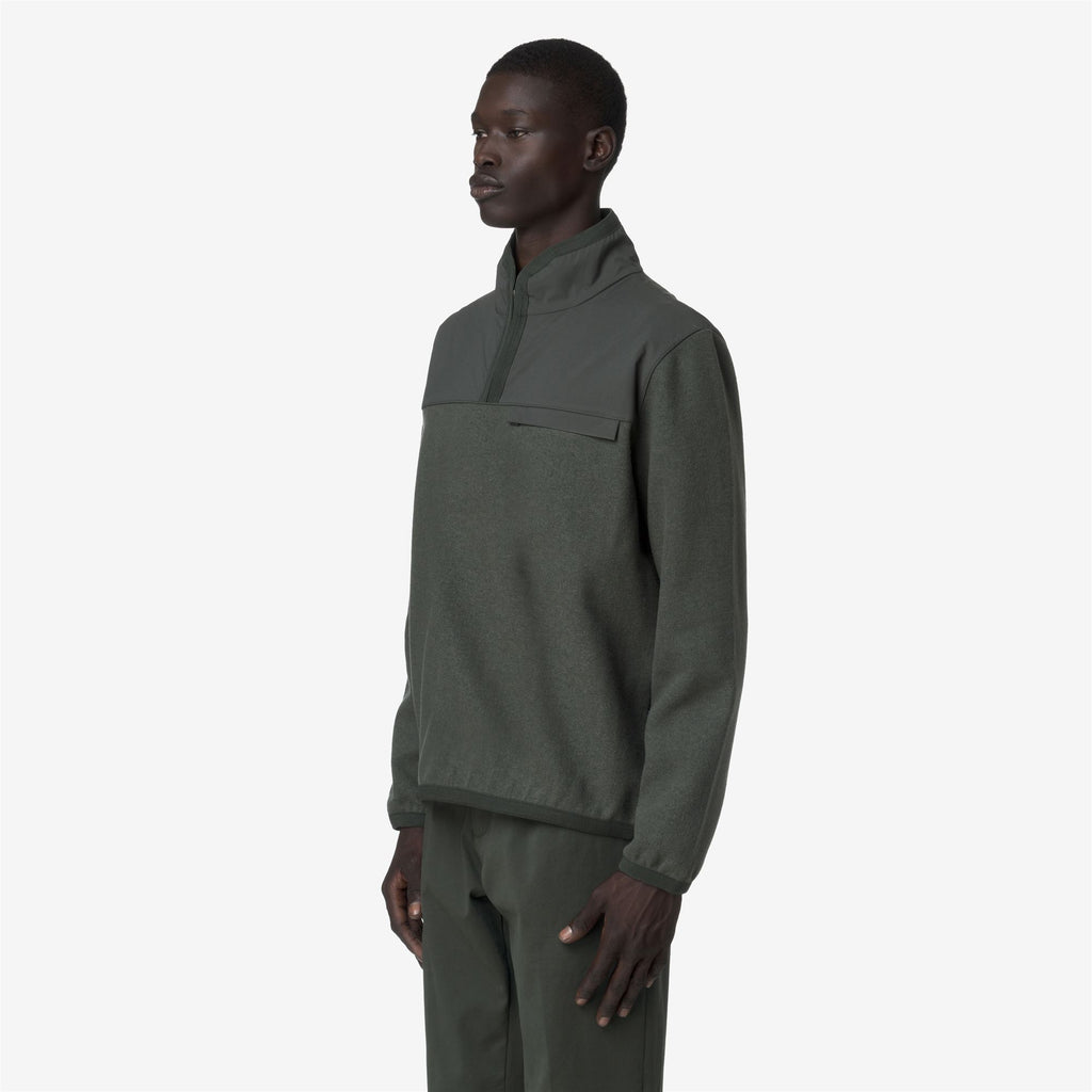 Fleece_MAN_FLEURY WOOL NYLON MIX_Pull Over_GREEN BLACKISH  - Blue Airforce - Commercial 5