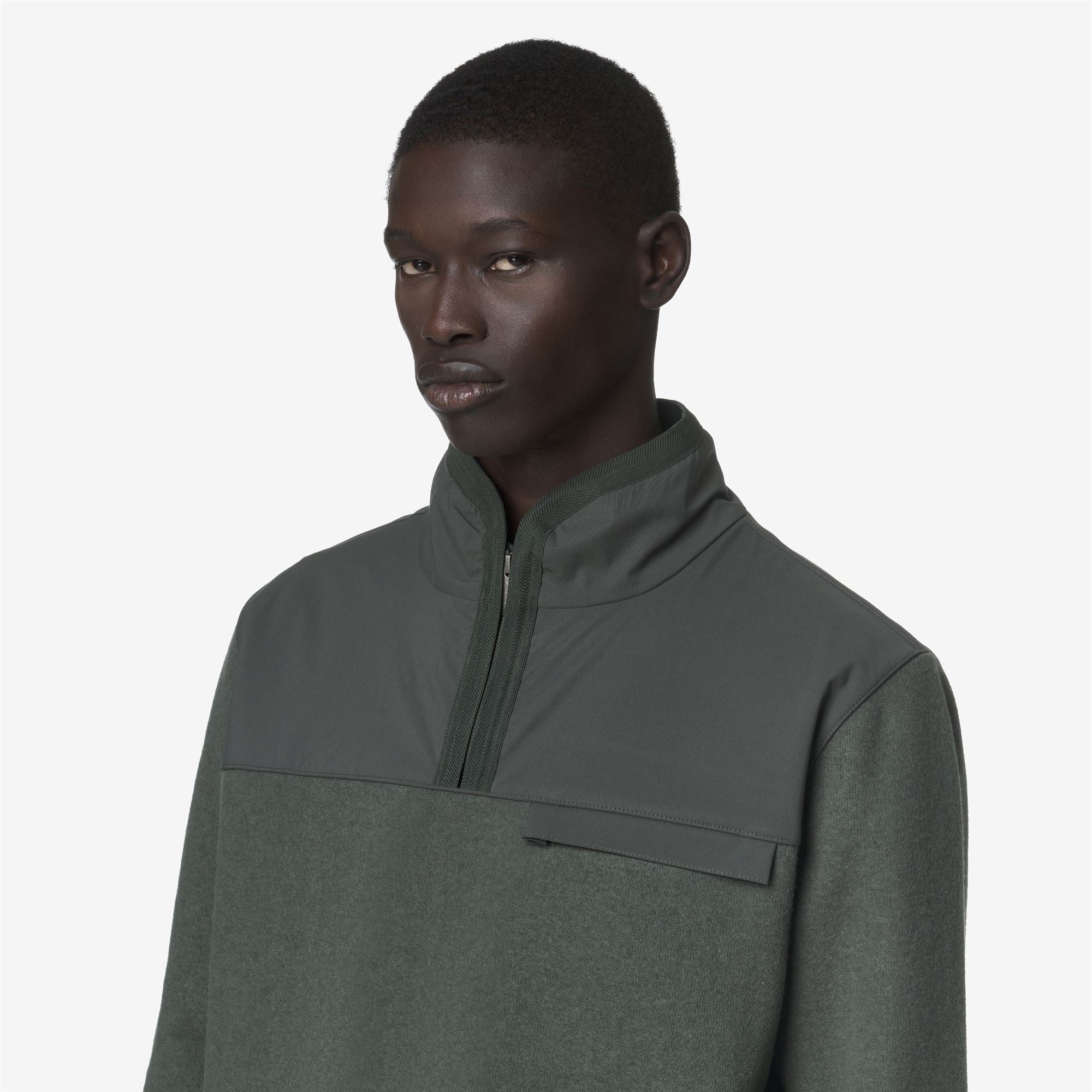 Fleece_MAN_FLEURY WOOL NYLON MIX_Pull Over_GREEN BLACKISH  - Blue Airforce - Commercial 7