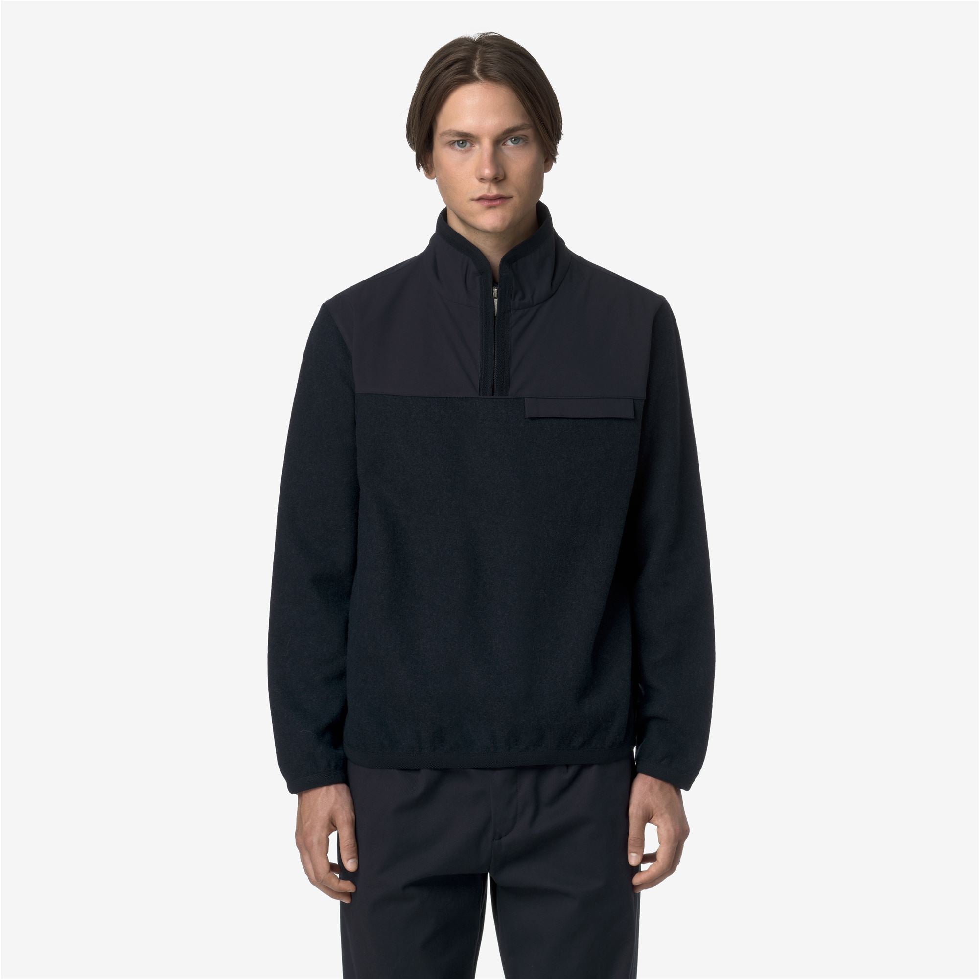Fleece_MAN_FLEURY WOOL NYLON MIX_Pull Over_Blue Depth - Blue Airforce - Commercial 4