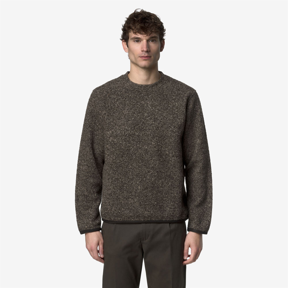 Black olive Men's Wool Blend Fleece Jumper with Elasticated Cuffs 02