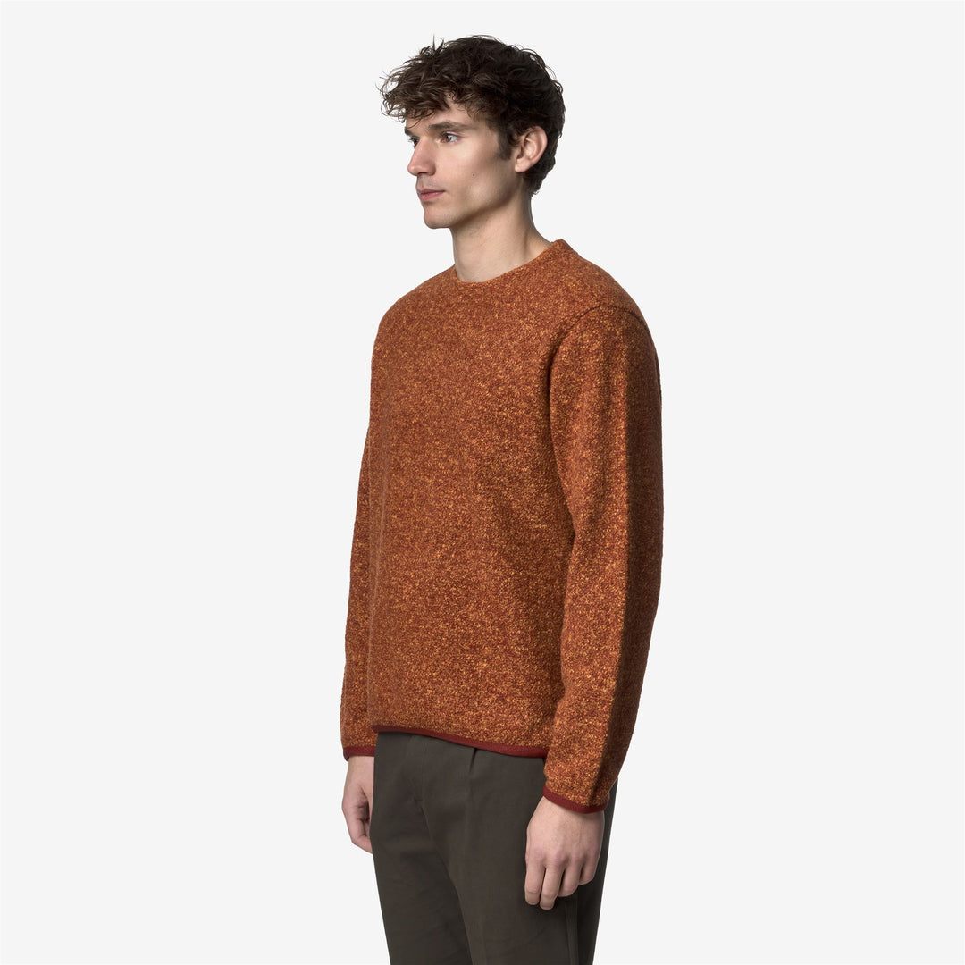 Orange Men's Wool Blend Fleece Jumper with Crew Neck main