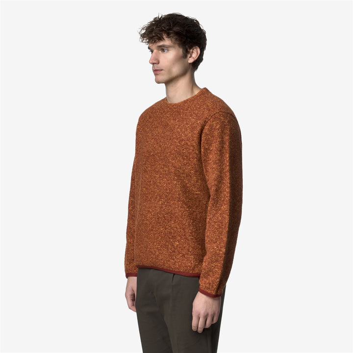 Orange Men's Wool Blend Fleece Jumper with Crew Neck 4