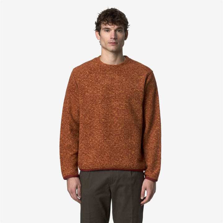 Orange Men's Wool Blend Fleece Jumper with Crew Neck 3