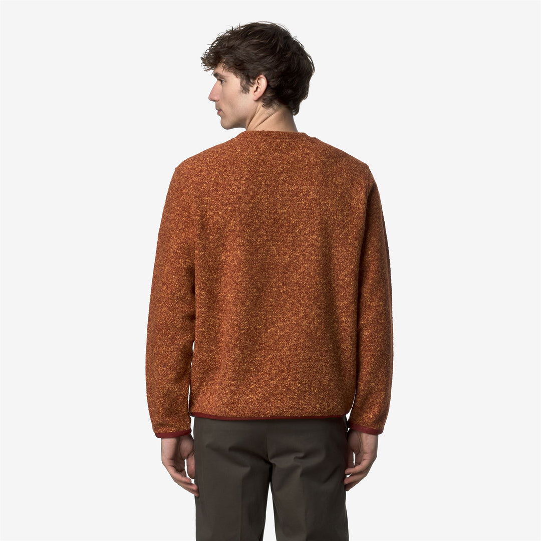 Orange Men's Wool Blend Fleece Jumper with Crew Neck main