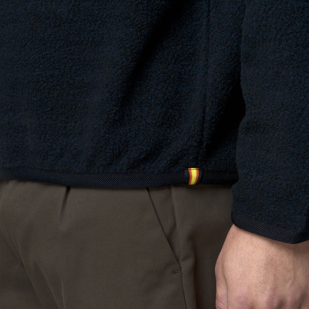 Blue Men's Fleece Hoodie with Wool Blend 02