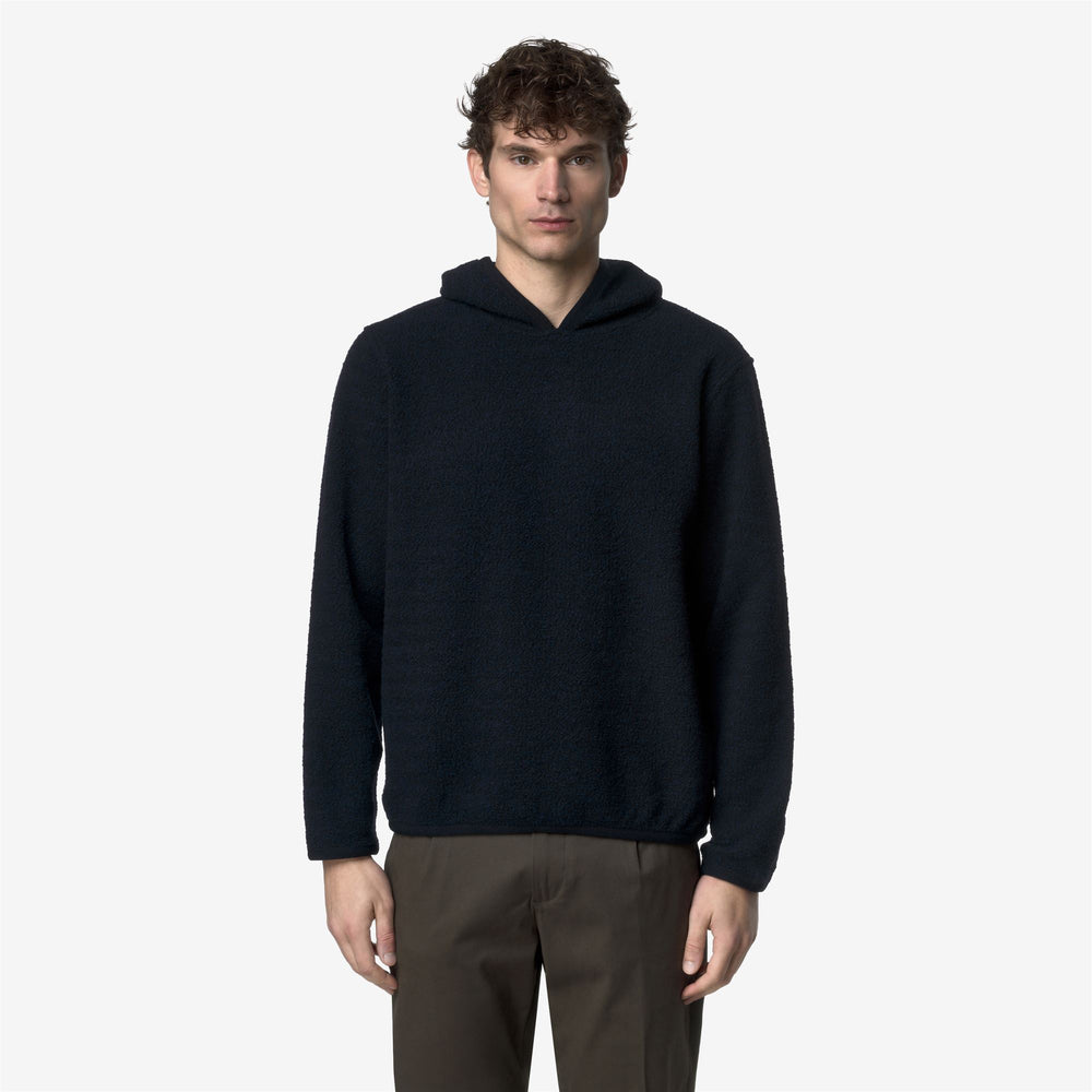 Blue Men's Fleece Hoodie with Wool Blend 02