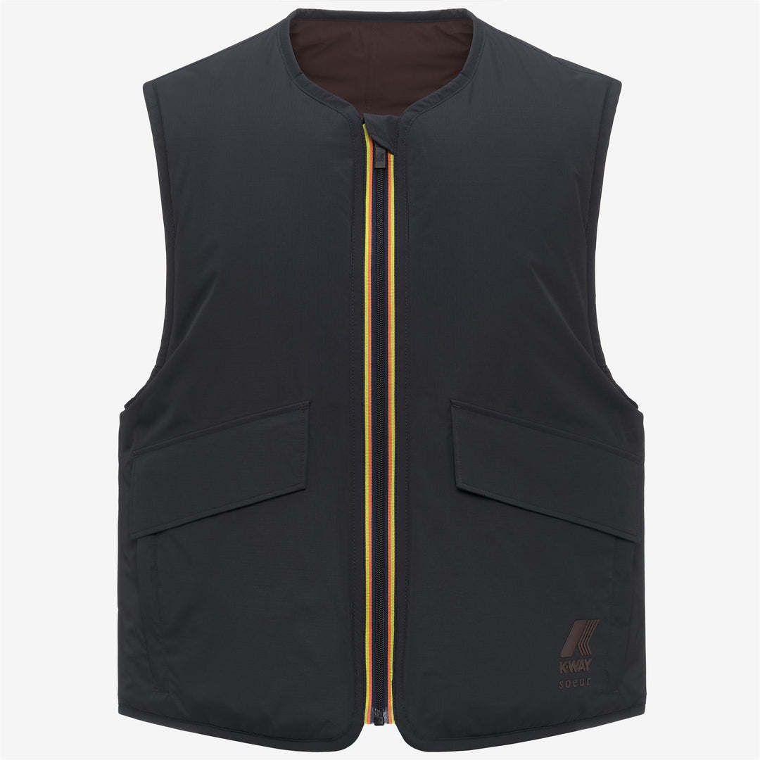 Black unisex Padded Windproof Vest with Pockets 01