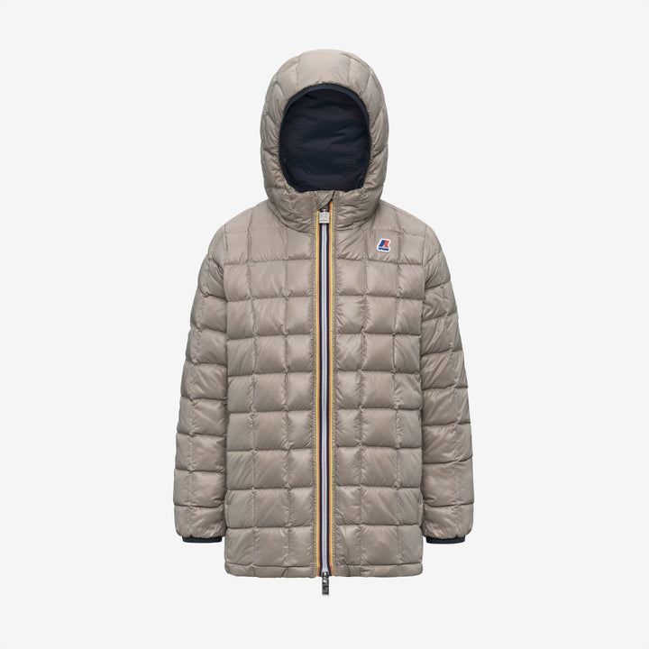 Chaqueta de invierno reversible de plumón para niña en color beige azulado 2