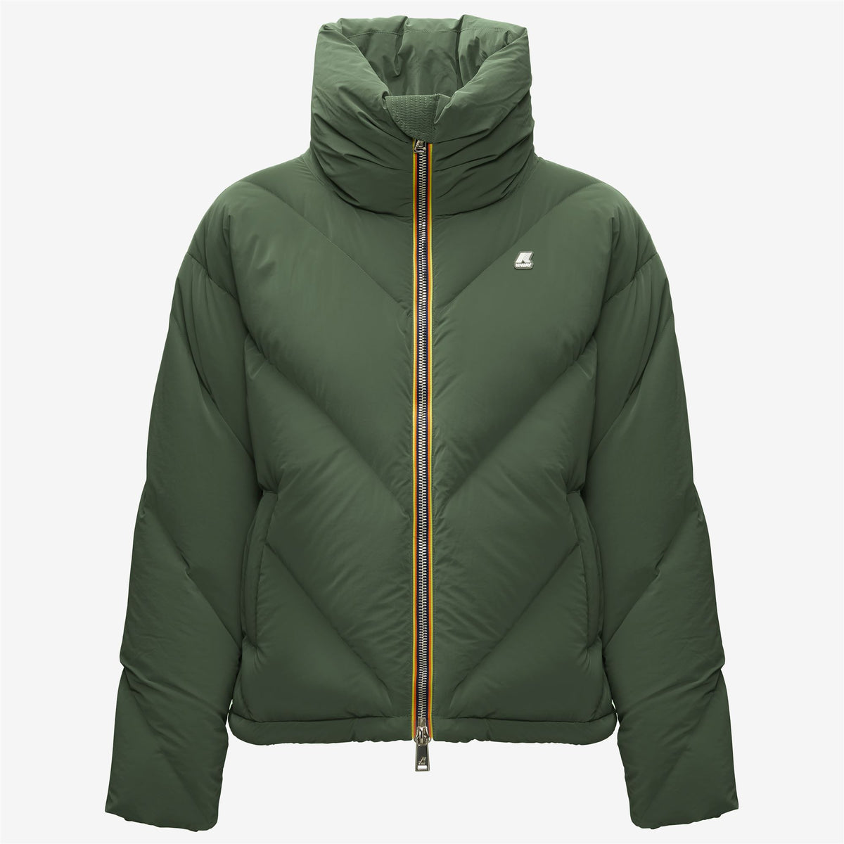 Jackets_Woman_IMELDINE HEAVY QUILTED VELVET TOUCH_Short_Green Laurel - Commercial 1
