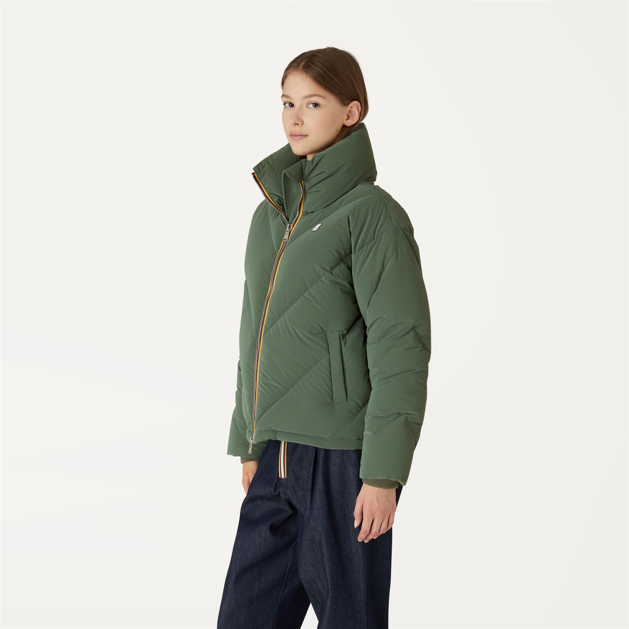 Jackets_Woman_IMELDINE HEAVY QUILTED VELVET TOUCH_Short_Green Laurel - Commercial 5