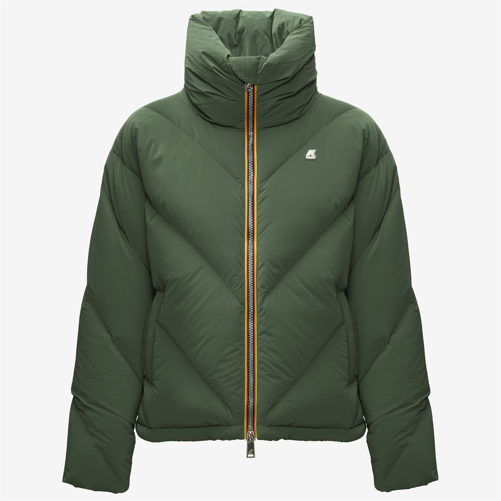 Jackets_Woman_IMELDINE HEAVY QUILTED VELVET TOUCH_Short_Green Laurel - Commercial 1