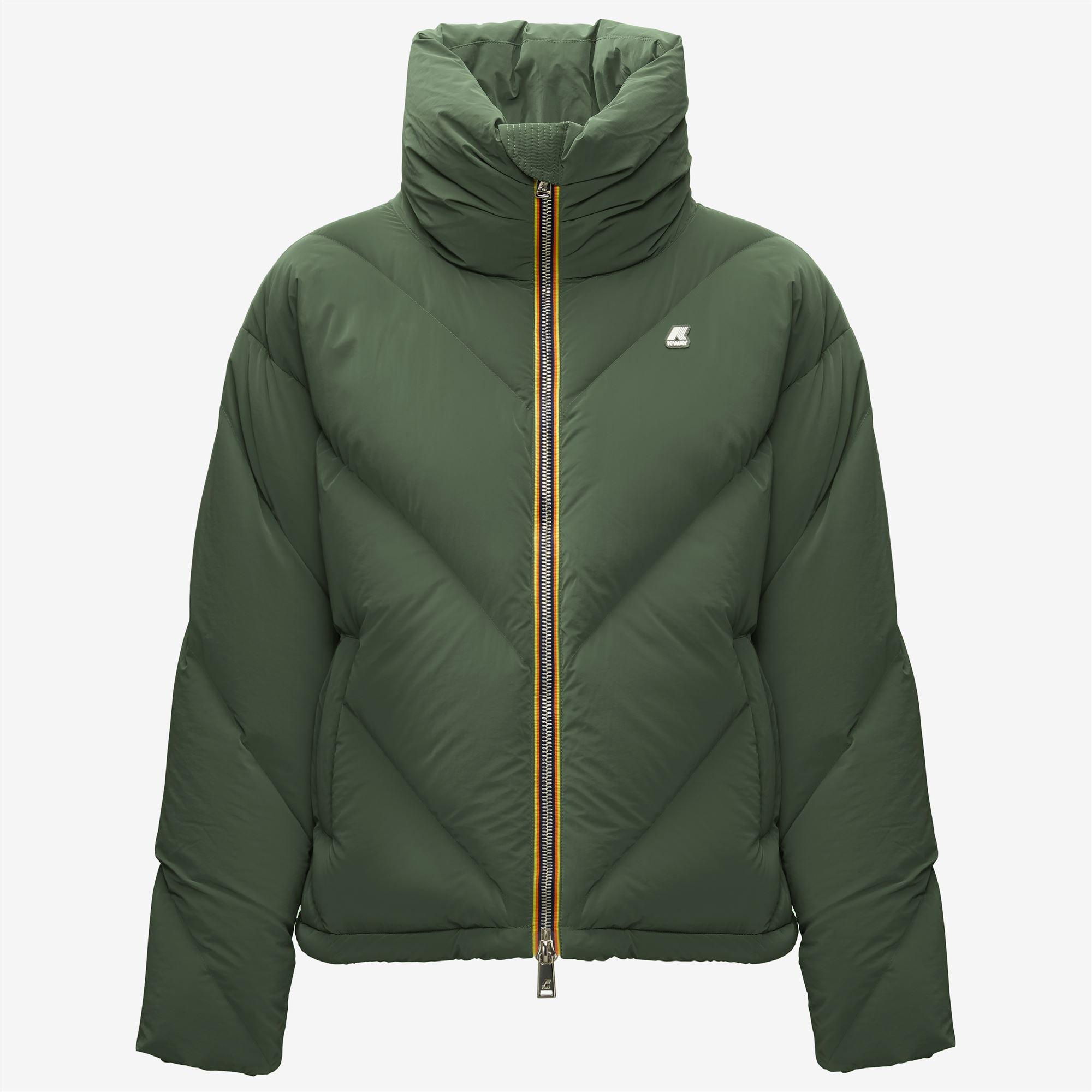 Jackets_Woman_IMELDINE HEAVY QUILTED VELVET TOUCH_Short_Green Laurel - Commercial 1