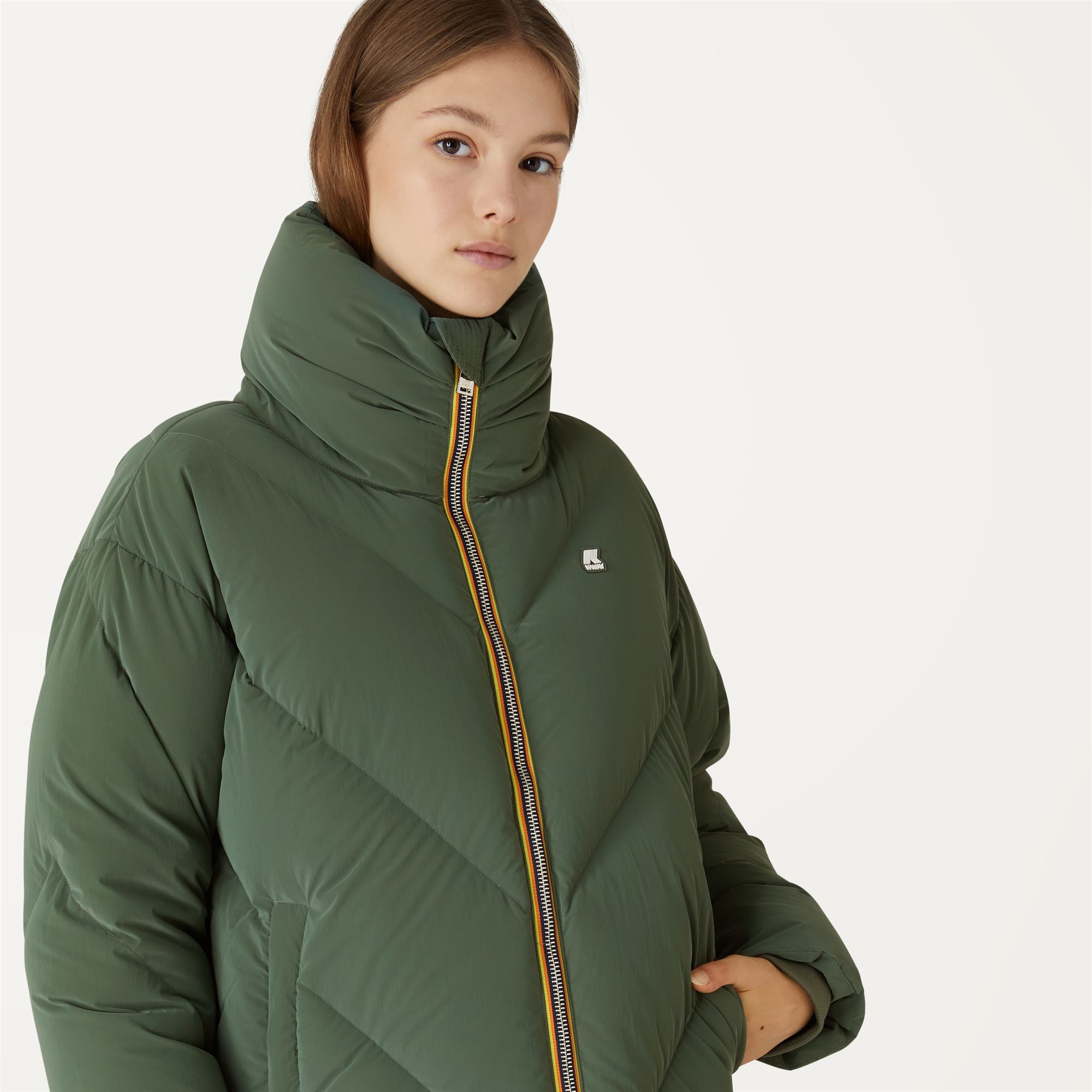 Jackets_Woman_IMELDINE HEAVY QUILTED VELVET TOUCH_Short_Green Laurel - Commercial 7