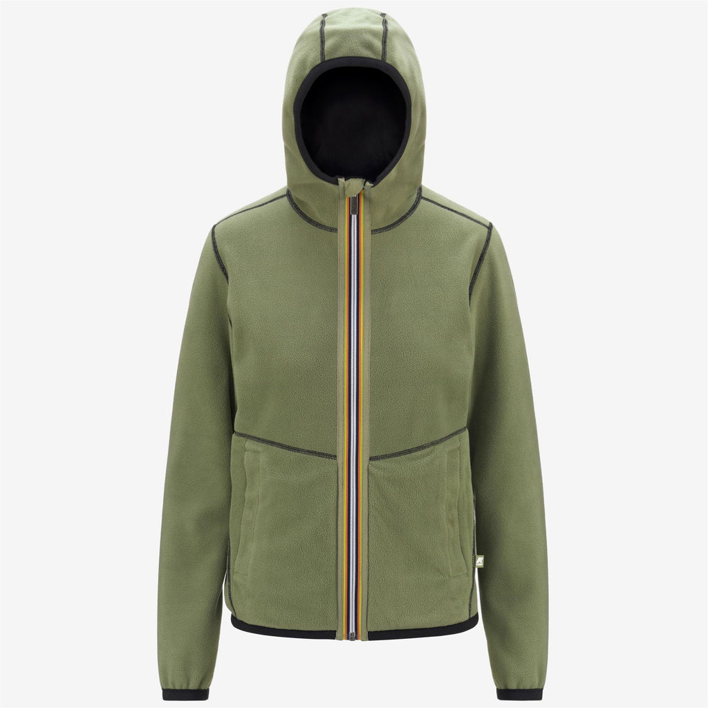 Fleece_Woman_LILY VELOUR POLAR DOUBLE_Jacket_Black P-Green S - Commercial 2