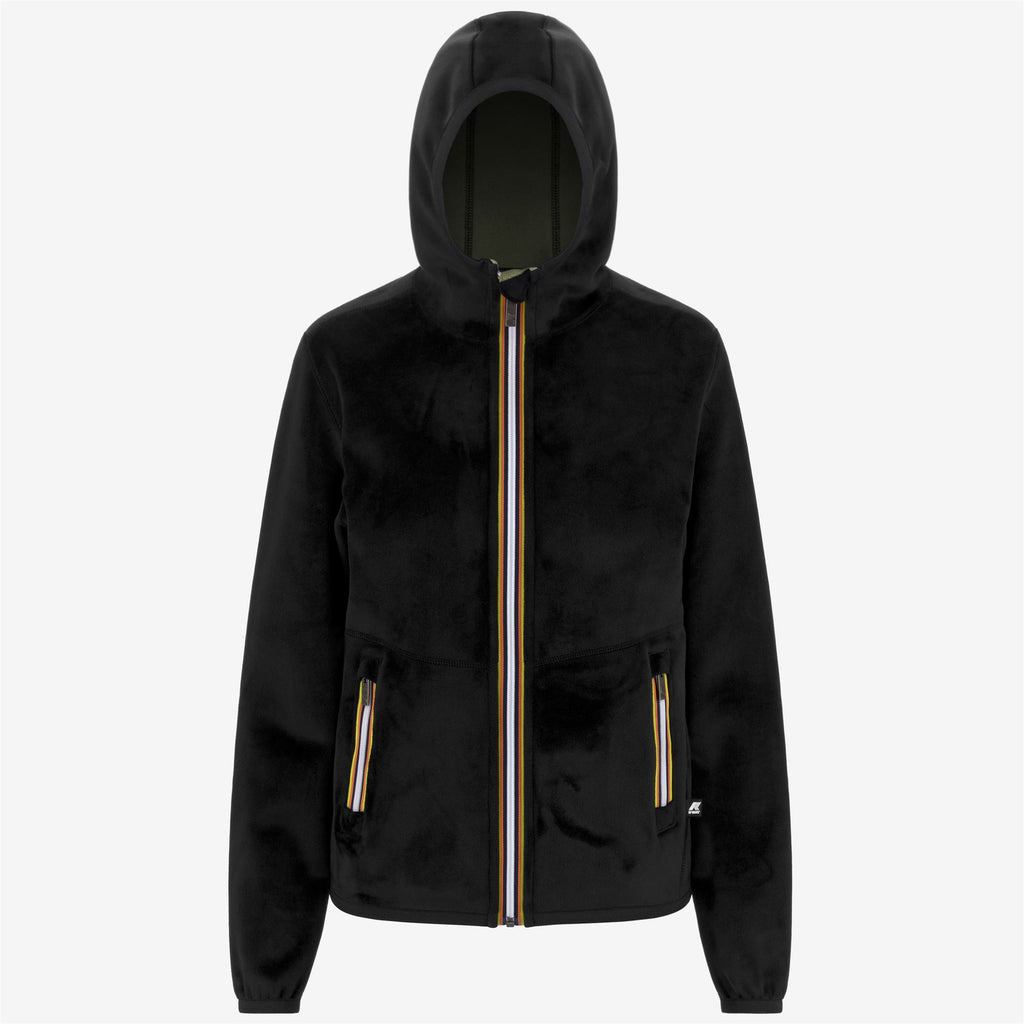 Fleece_Woman_LILY VELOUR POLAR DOUBLE_Jacket_Black P-Green S - Commercial 1