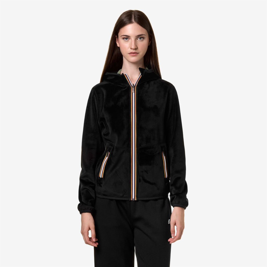 Fleece_Woman_LILY VELOUR POLAR DOUBLE_Jacket_Black P-Green S - Commercial 4