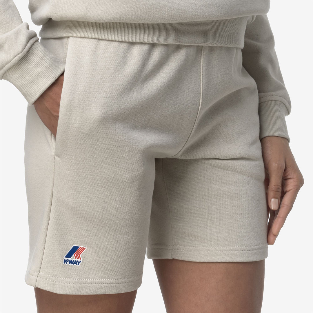 Pantaloni Corti Sportivi Unisex Leggeri in Cotone Fleece Beige Grigio main