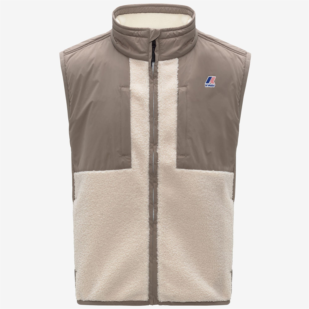 Beige unisex warm fleece vest with PrimaLoft insulation 01