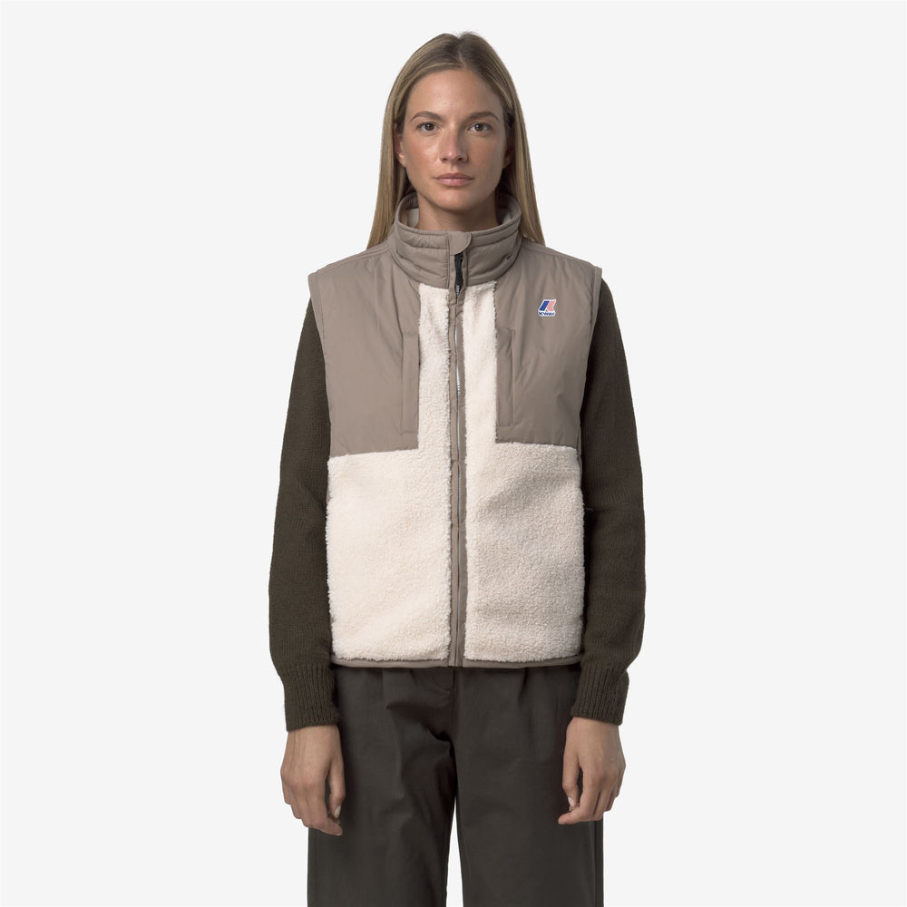 Gilet unisex beige in caldo pile con isolamento PrimaLoft 02