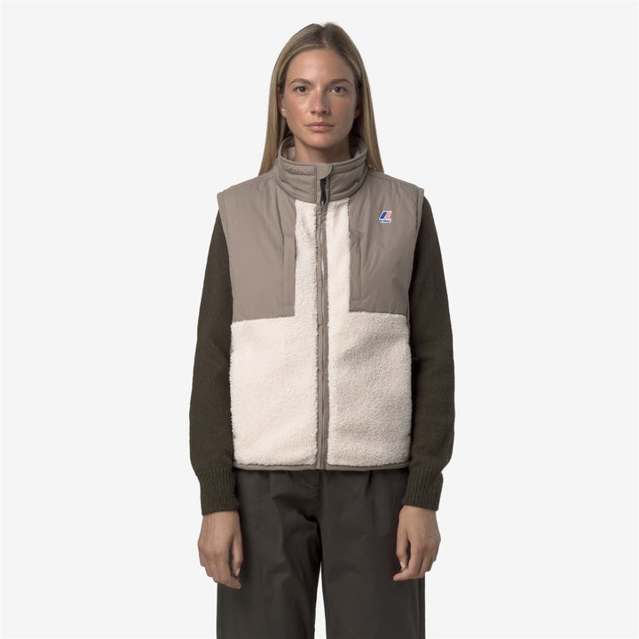 Chaleco polar unisex beige cálido con aislamiento PrimaLoft 3