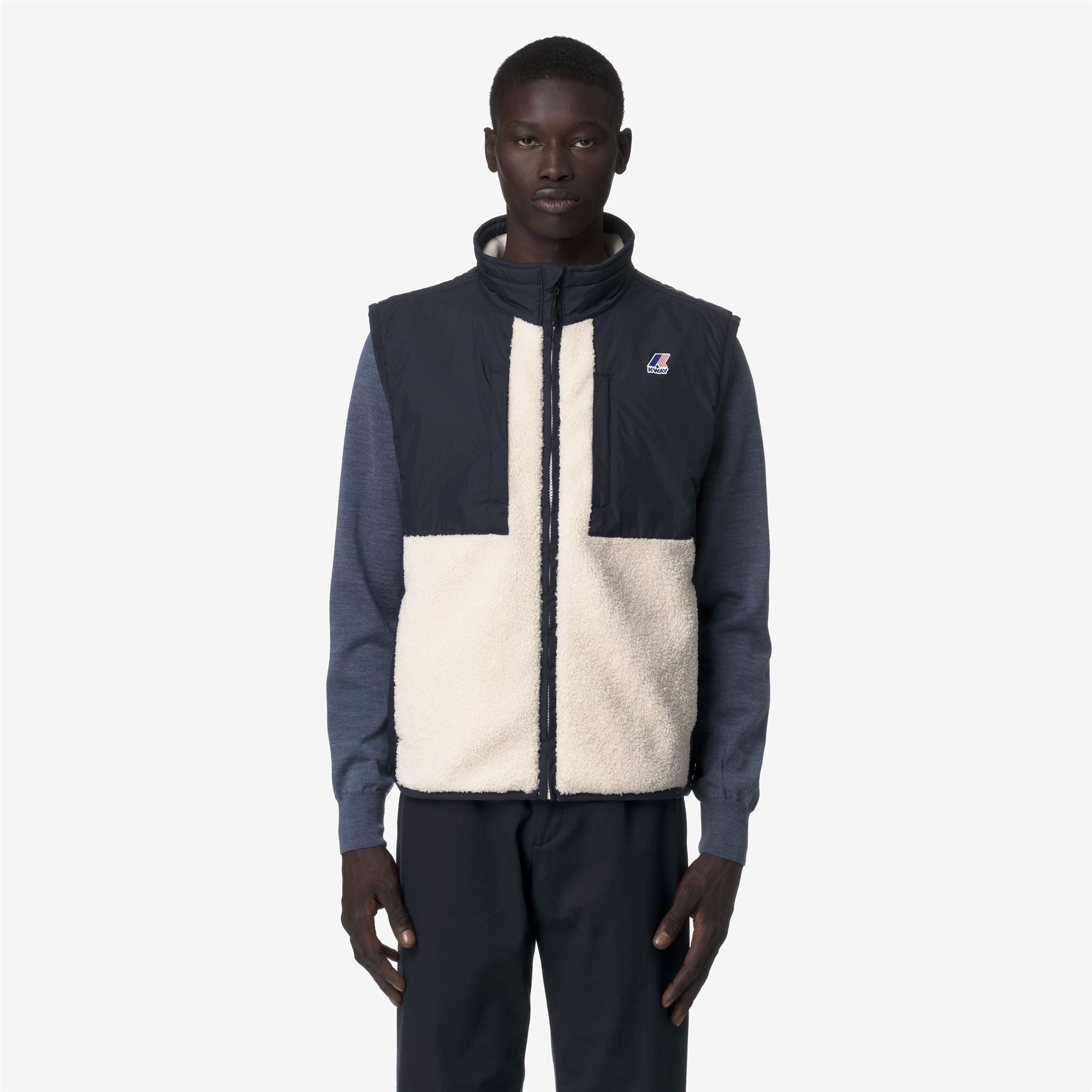 Fleece_UNISEX_VITAL 4.0 ORSETTO_Vest_Blue Depth-Ecru - Commercial 4