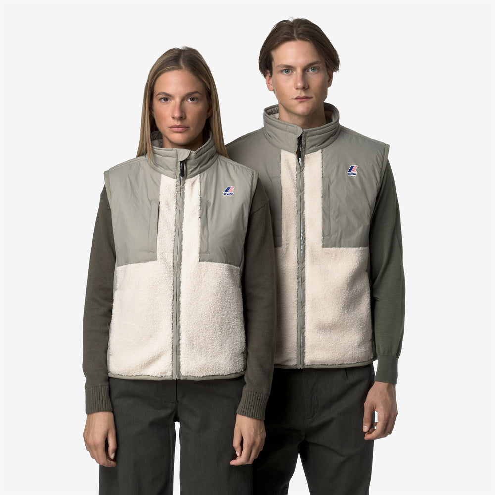 Green Unisex Insulated Fleece Vest with Sherpa Effect 02