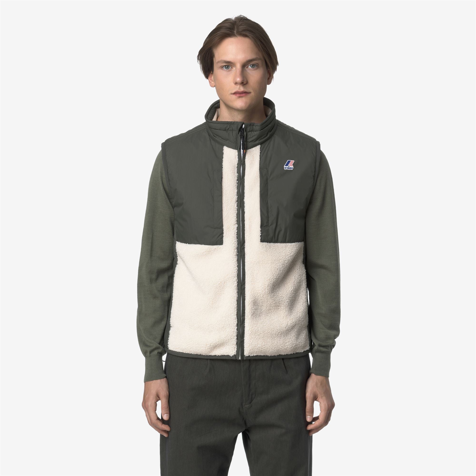 Fleece_UNISEX_VITAL 4.0 ORSETTO_Vest_GREEN BLACKISH--Ecru - Commercial 2