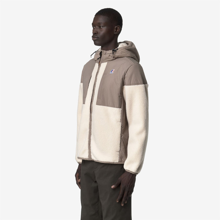 Giacca in pile con cappuccio unisex beige con isolamento PrimaLoft 4