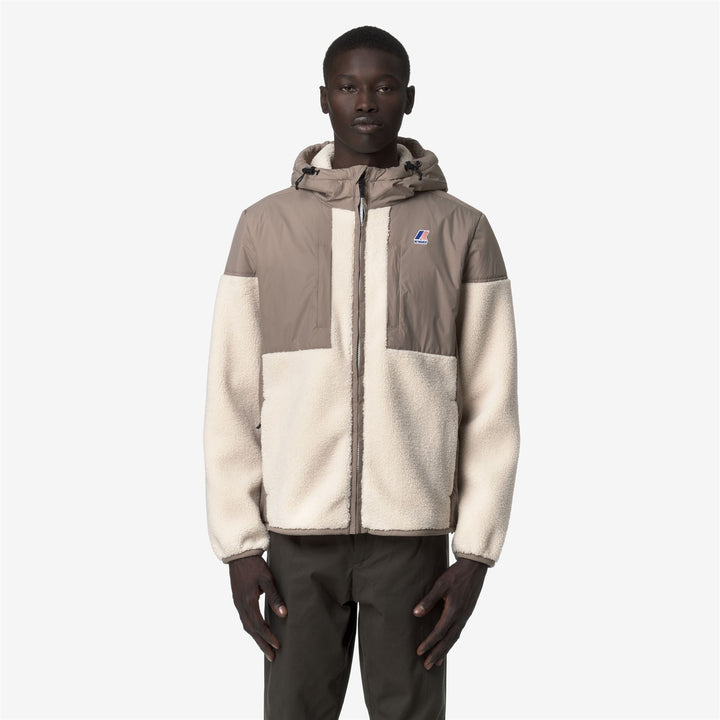 Giacca in pile con cappuccio unisex beige con isolamento PrimaLoft 3