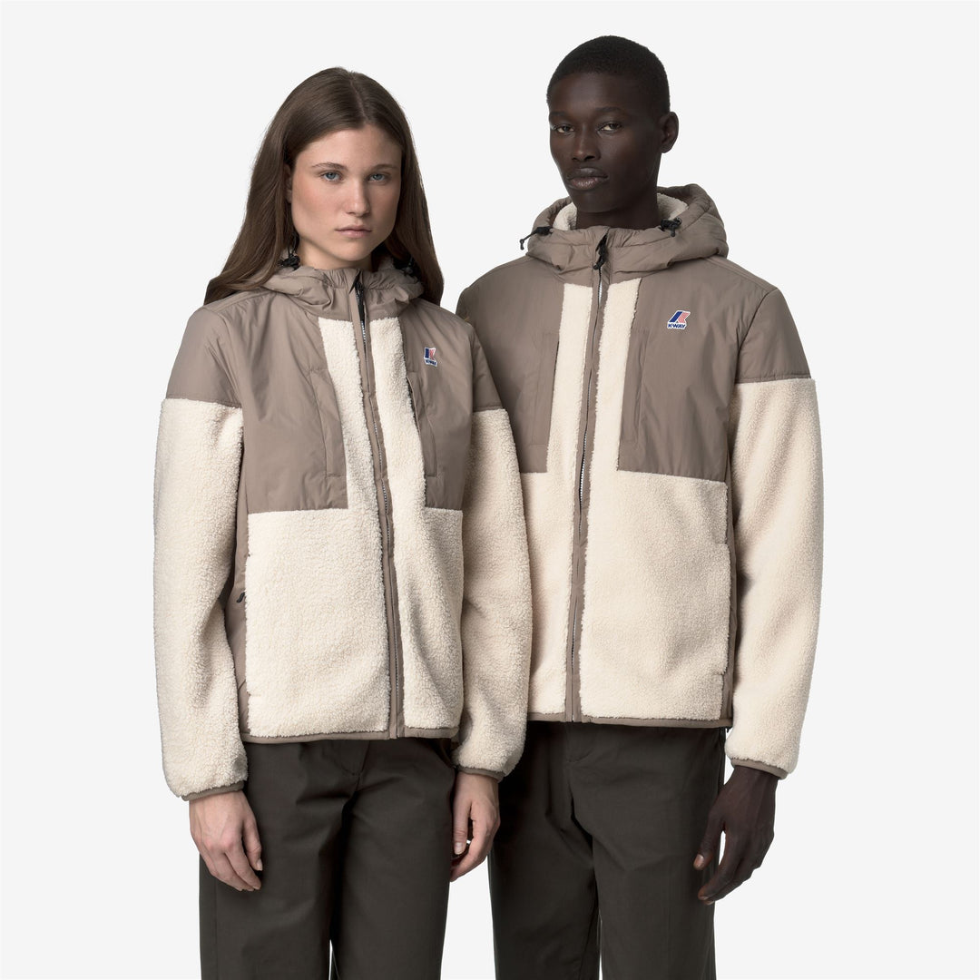 Giacca in pile con cappuccio unisex beige con isolamento PrimaLoft main