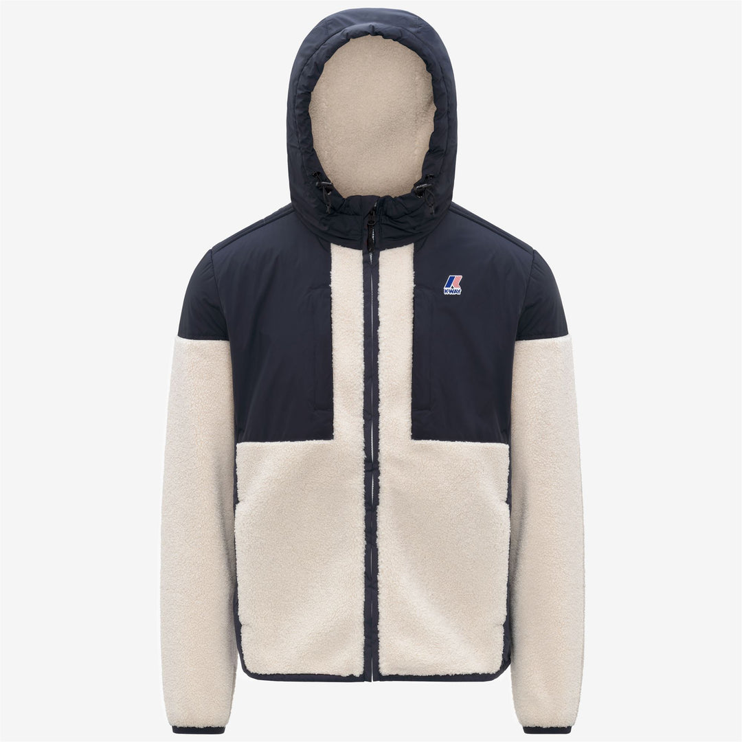 Sudadera con capucha unisex de forro polar azul con sherpa impermeable y relleno PrimaLoft 01