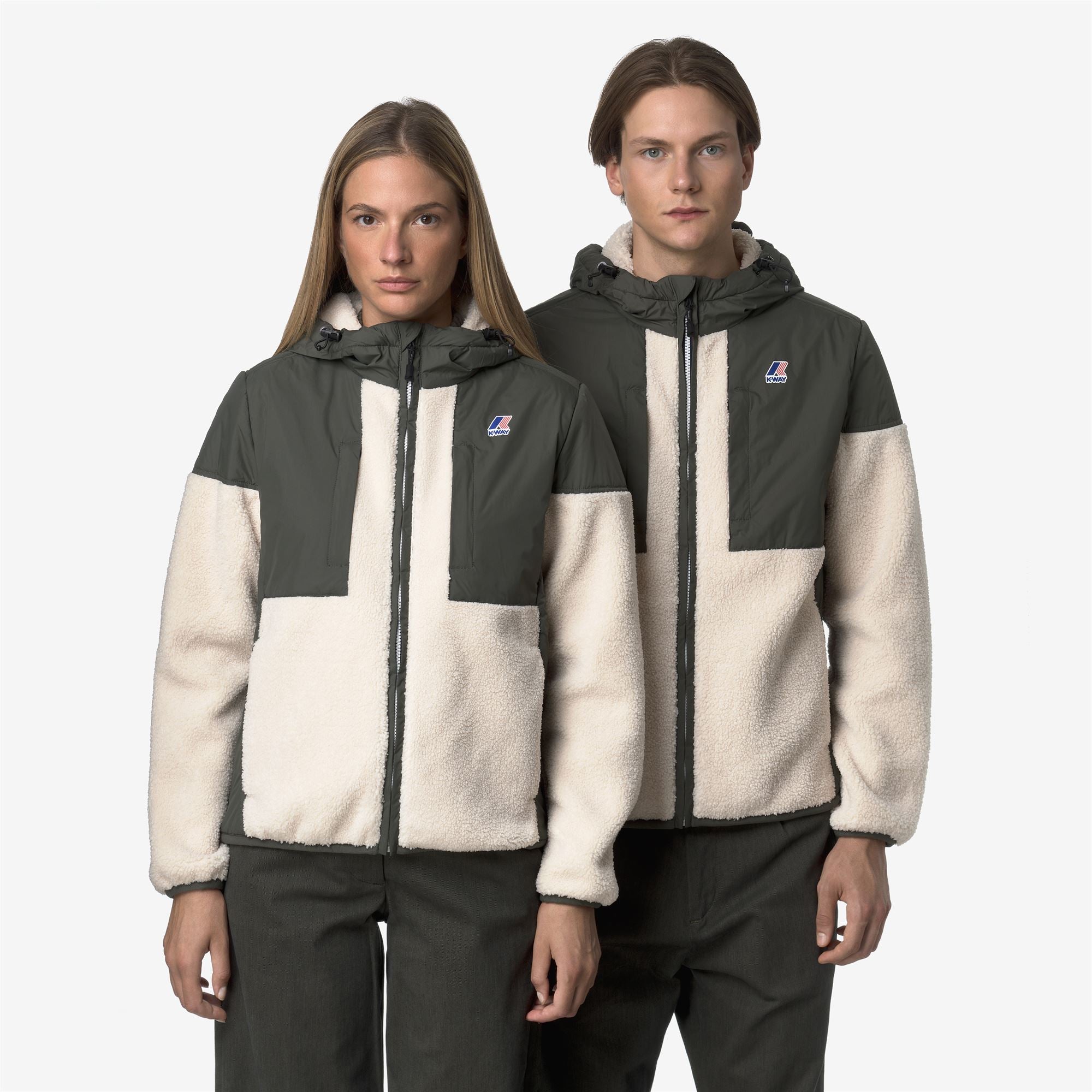Fleece_UNISEX_SAMSON 4.0 ORSETTO_Hoodie Full Zip_GREEN BLACKISH--Ecru - Commercial 1