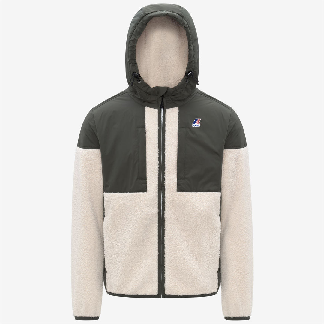 Sudadera unisex verde con capucha de forro polar Sherpa y aislamiento PrimaLoft 01